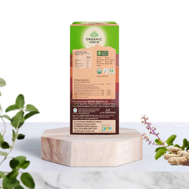 A TATA Product - Organic India Tulsi Masala Chai, 25 Tea Bags, Stress Relieving*, Refreshing And Relaxing, 100% Whole Herb Power*, Certified Organic, Unbleached Filter Paper Tea Bags